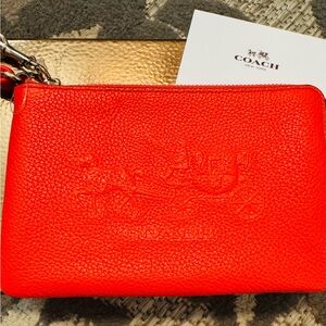 Coach Bright Red Leather Pouch